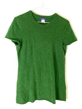 J. Crew Sontuosa 100% Cashmere Green Short Sleeve Sweater Tee